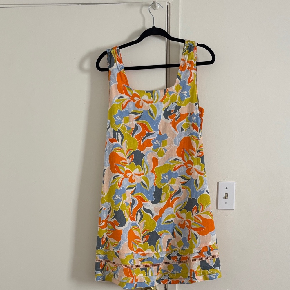 C&C California Vibrant Floral Mini Dress - Orange, Green, Blue